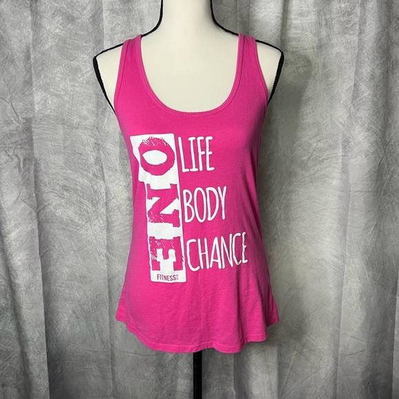 Fitness Tee Co. Fuchsia One Life, One Body, One Chance Racerback Tank - Large - Picture 1 of 9